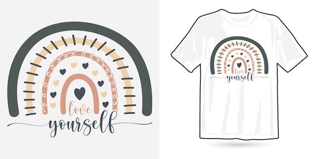 Liebe dich selbst Boho-Regenbogen-T-Shirt-Design Boho-Regenbogenmuster Boho-Regenbogen Boho-Regenbogen-Svg