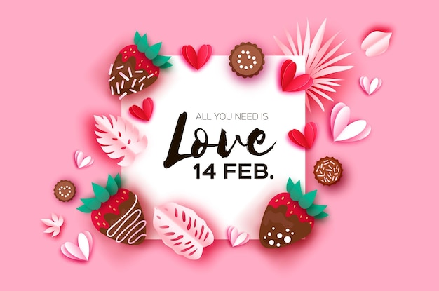 Liebe erdbeere und schokolade valentinstag grußkarte herzen und