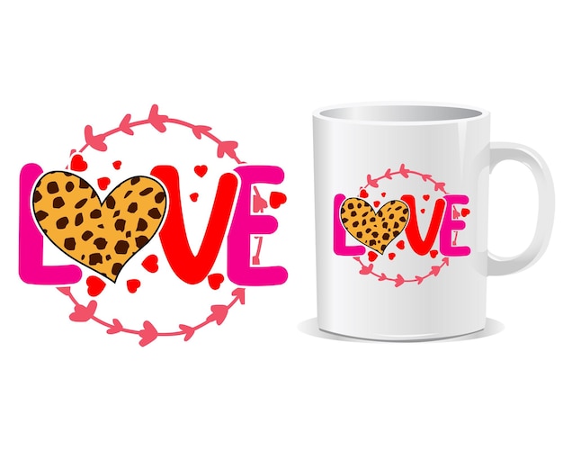 Vektor liebe happy valentinstag becher design vektor