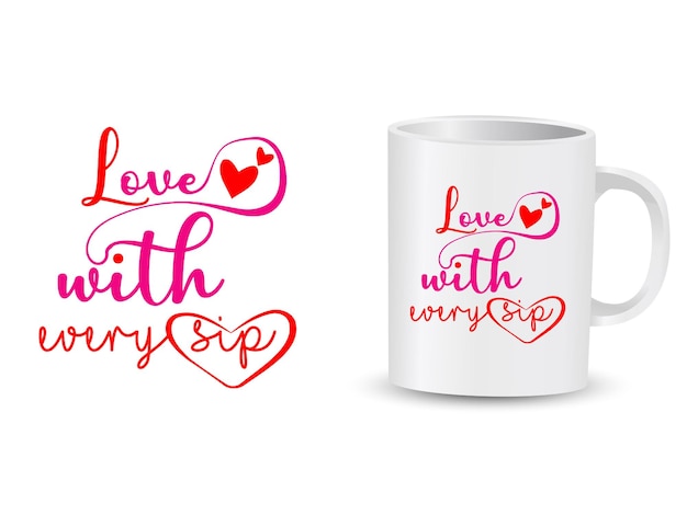 Vektor liebe mit wery sip mug deisgn