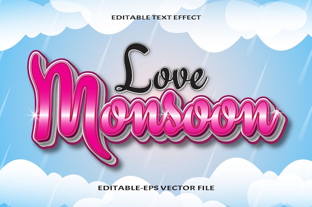 Liebe monsun bearbeitbares texteffekt-gradientendesign