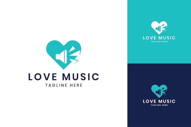 Liebe musik negatives weltraum-logo-design