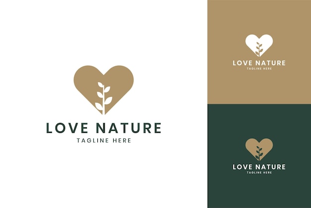 Vektor liebe natur negativraum-logo-design