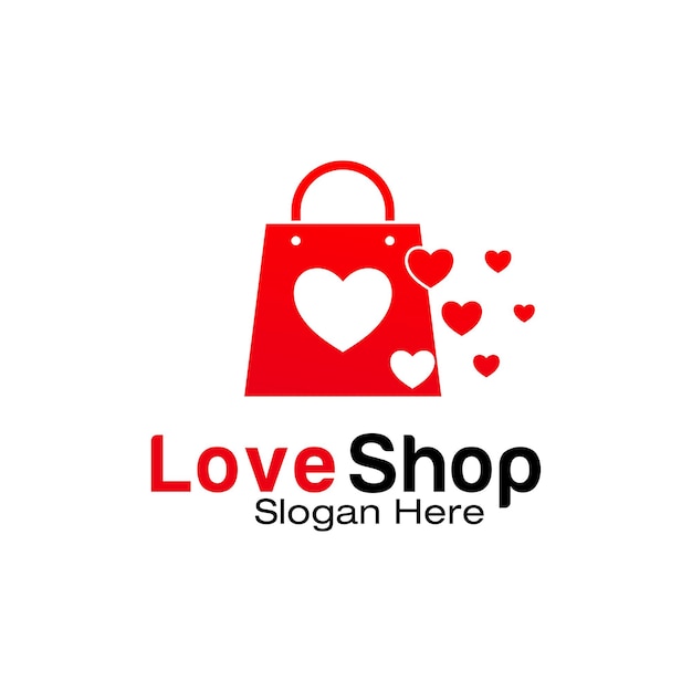 Liebe shopping logo-design-vorlage