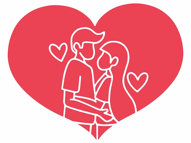 Vektor liebe silhouette paar hintergrund valentinstag