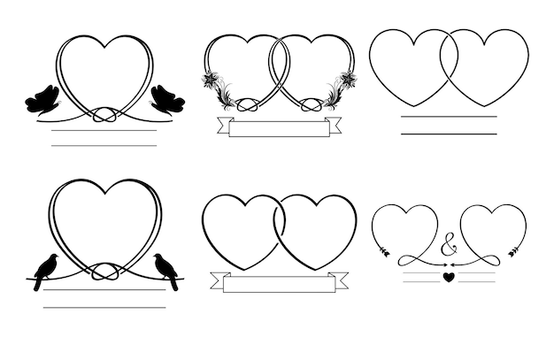 Liebes-Herz-Hochzeits-Monogramm-Set