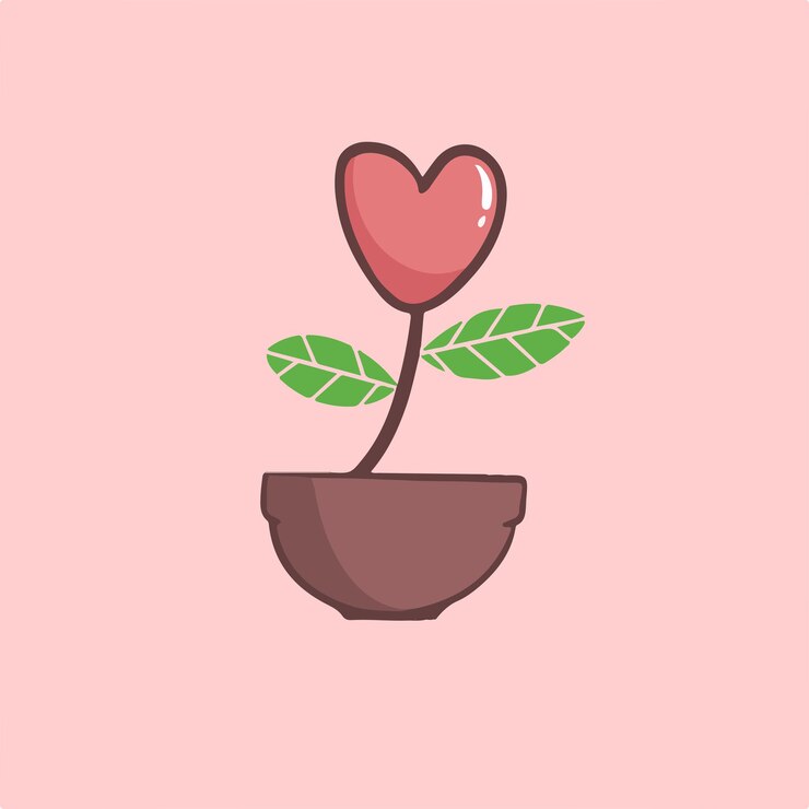 Liebesblumen auf Vase-Symbol-Vektor-Illustration