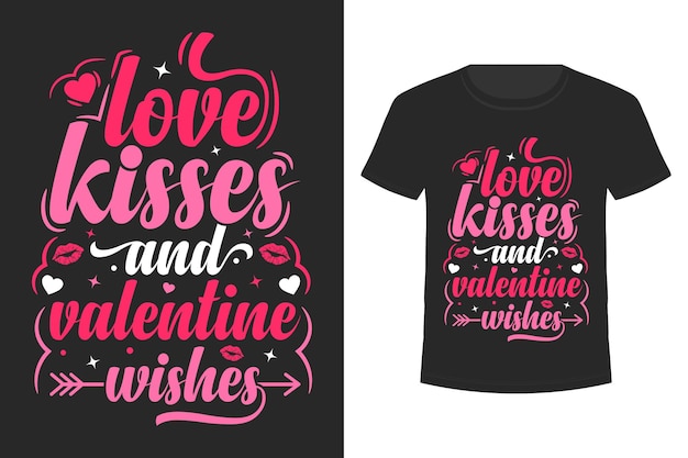 Liebesküsse und valentinswünsche typografie valentine design