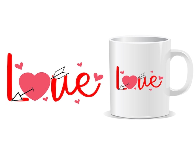 Liebespfeil fröhlicher valentinstag-becher-designvektor