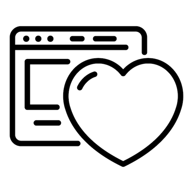 Liebesseiten-Internet-Symbol Umriss des Liebesseiten-Internet-Vektorsymbols für Webdesign isoliert auf weißem Hintergrund