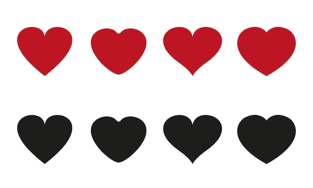 Liebessymbol-Icon-Set Rote und schwarze Herzen Verschiedene Formen Romantische Valentinstag-Herzsammlung