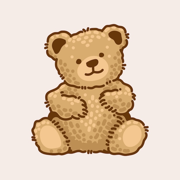 Liebliches und lustiges vektorbild im zeichentrickfilm-stil, das mit der hand von teddybären gezeichnet wird