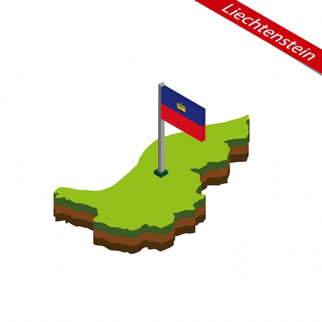 Liechtenstein isometrische karte und flagge vector illustration