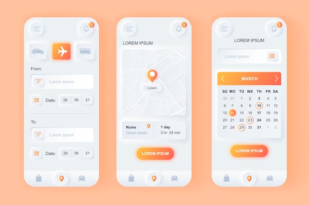 Lieferservice moderne neumorphische Design UI mobile App