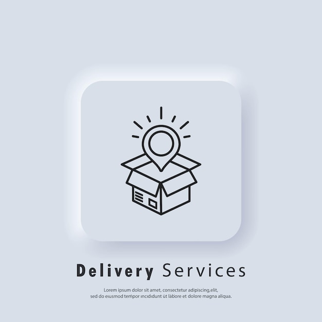 Lieferservice-Symbol. Schnelle Lieferwagen-Symbole mit Box. Expressversand-Logo. Vektor. UI-Symbol. Verteilungsservice. Neumorphic UI UX weiße Benutzeroberfläche Web-Schaltfläche. Neumorphismus