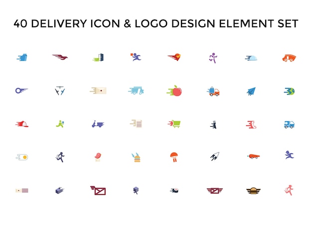 Lieferung icon logo design set