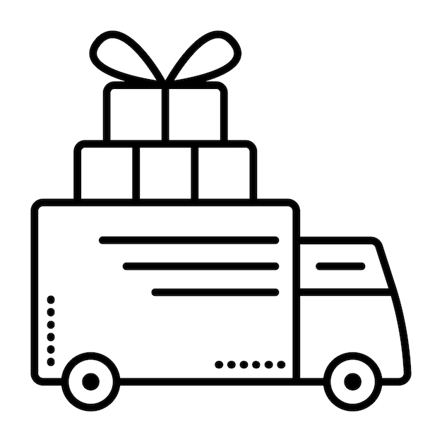 Lieferung mit großem lkw großwagen mit fracht transport von paketen kisten geschenke pakete post