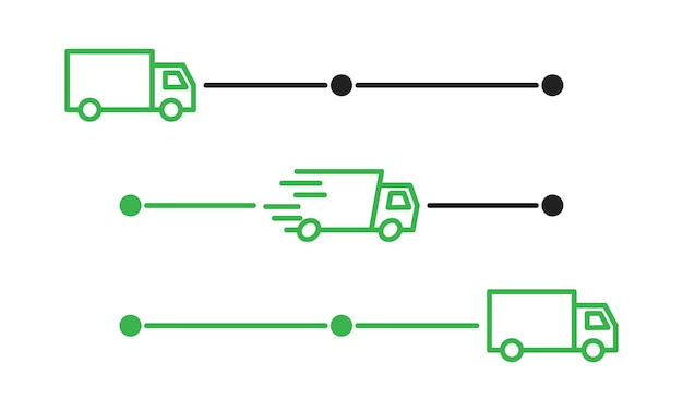 Vektor lieferwagen in verschiedenen lieferstadien vector eps 10