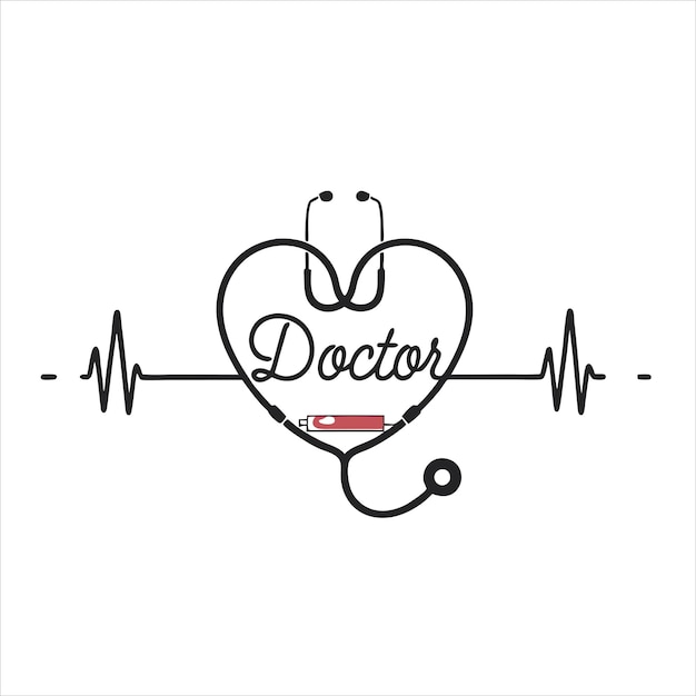Lifeline-Stethoskop-Design mit Kursiv-Doktor für medizinische Kleidung