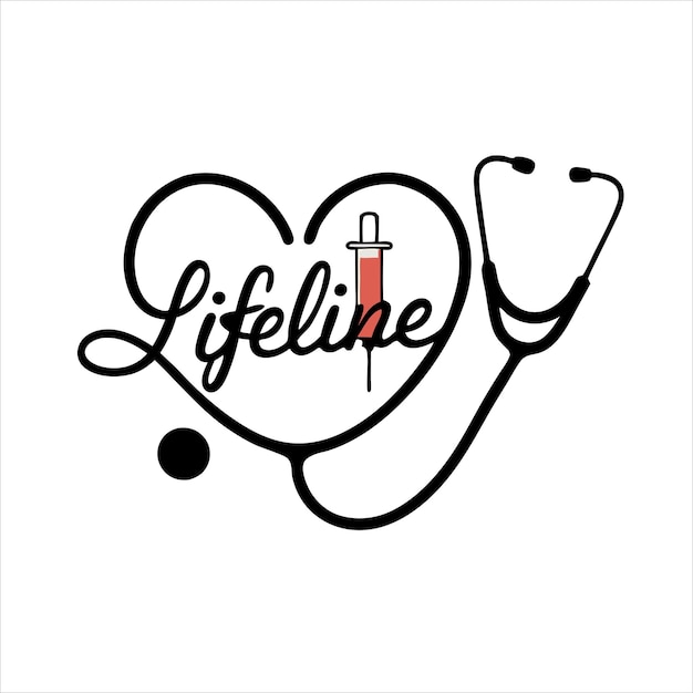 Lifeline-Stethoskop-Design mit Kursiv-Doktor für medizinische Kleidung