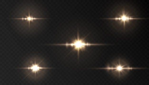 Light Gold Flash Starlight png Helles Sonnenlicht Schimmernde Blendung auf einem transparenten Hintergrund Vektor