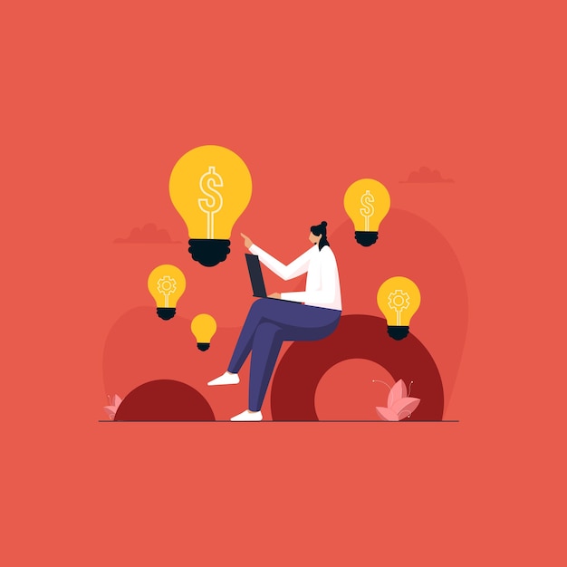 Vektor lightbulb-idee für den erfolg strategie ausführung und implementierung kreativität oder brainstorming