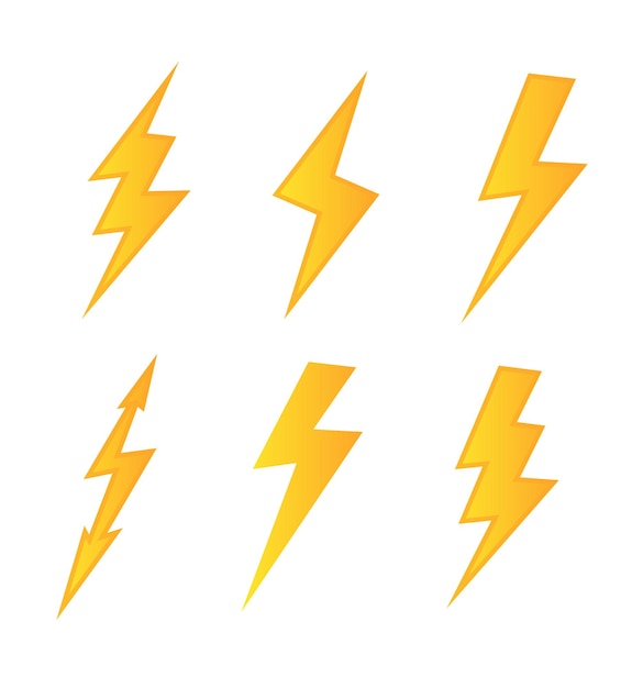 Lightning set lightning bolt thunderbolt blitzschlag flat style vector illustration vektor