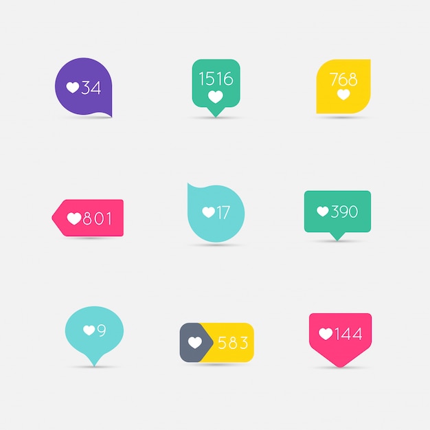 Like counter button icon set.