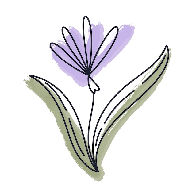 Vektor lila blatt aus einem baum-doodle-stil