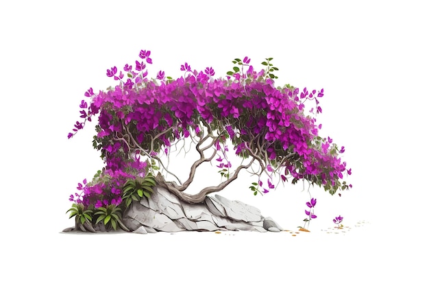 Lila Bougainvillea tropischer Blumenbusch kletternde Vektorillustrationsdesign