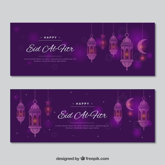 Vektor lila eid al fitr banner