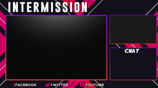 Vektor lila gaming intermission hintergrundbanner-chat-box für live-streamer