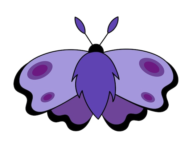 Vektor lila motte fliegendes magisches insekt design für boho-poster magische karte vektorflach