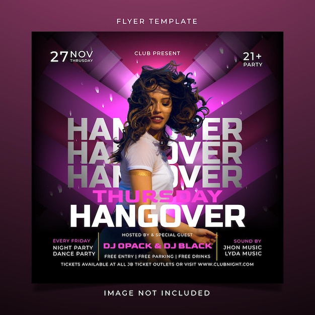 Lila nachtclub-party-flyer-vorlage