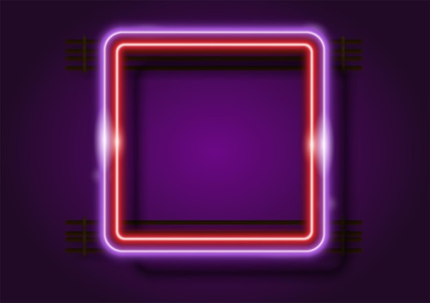 Lila quadratisches Neonbanner