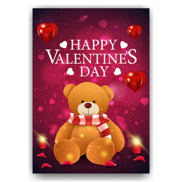 Lila valentinstag cover mit teddybär