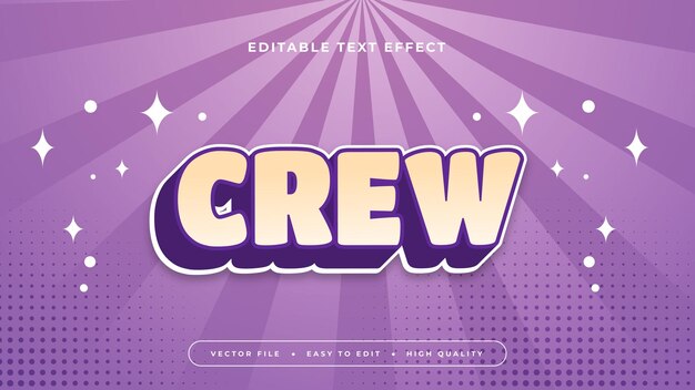 Lila violett weiß und gelb Crew 3D bearbeitbare Text-Effekt Schriftart Stil