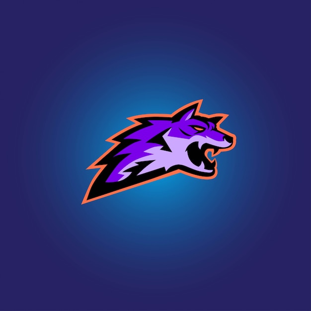 Vektor lila wolf esport gaming logo