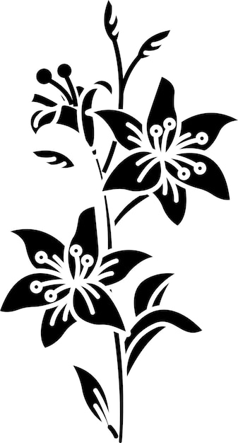 Lilienblumen solide Glyph-Vektor-Illustration