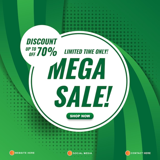 Limitiertes Mega-Sale-Vorlagenbanner mit Kopierplatz für den Produktverkauf mit abstraktem Farbverlauf-grünem Hintergrunddesign