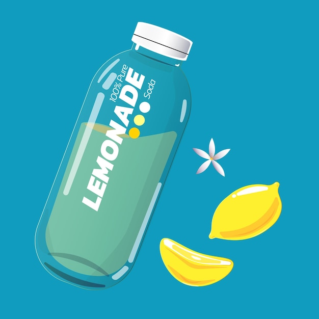 Vektor limonade-cartoon-set mit zitrone und blume