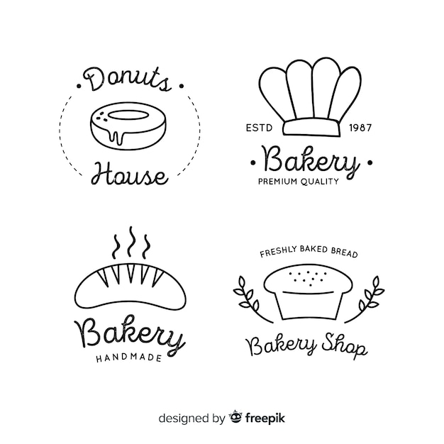 Vektor line art bäckerei logos