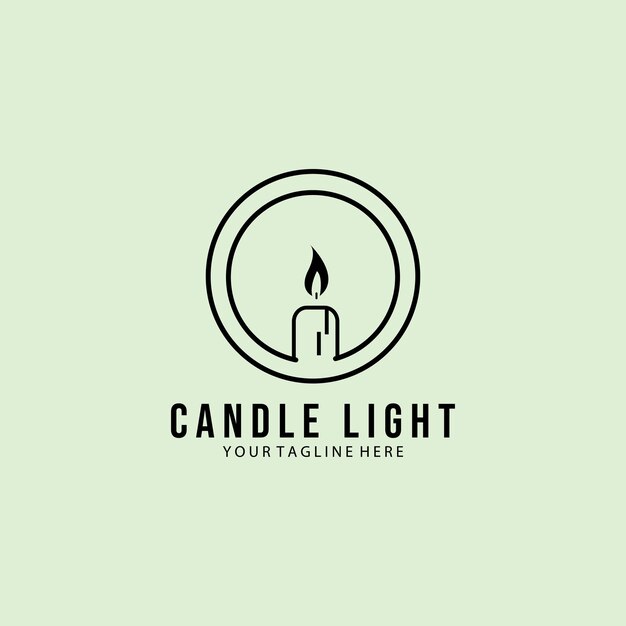 Line art candle light vintage flamme logo design illustration