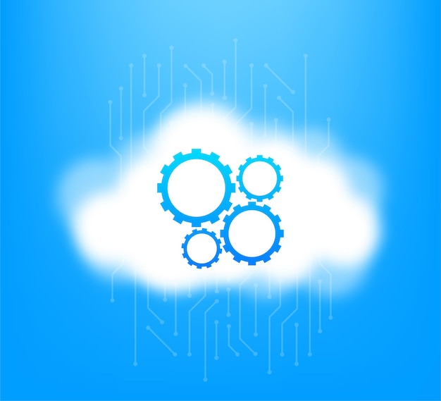 Line Art Cloud-Einstellung für Webdesign Internet-Netzwerk Line Art