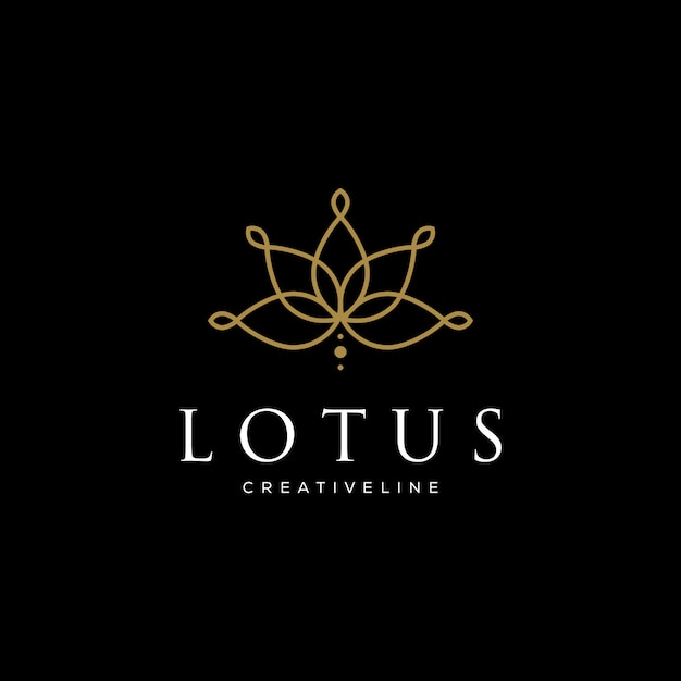 Line art lotus logo designs. logo für beauty spa salon kosmetikmarke linearer stil