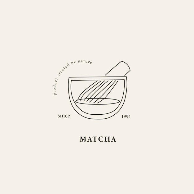 Vektor line art matcha-tee-logo