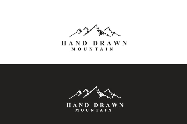 Line art mountain logo-design