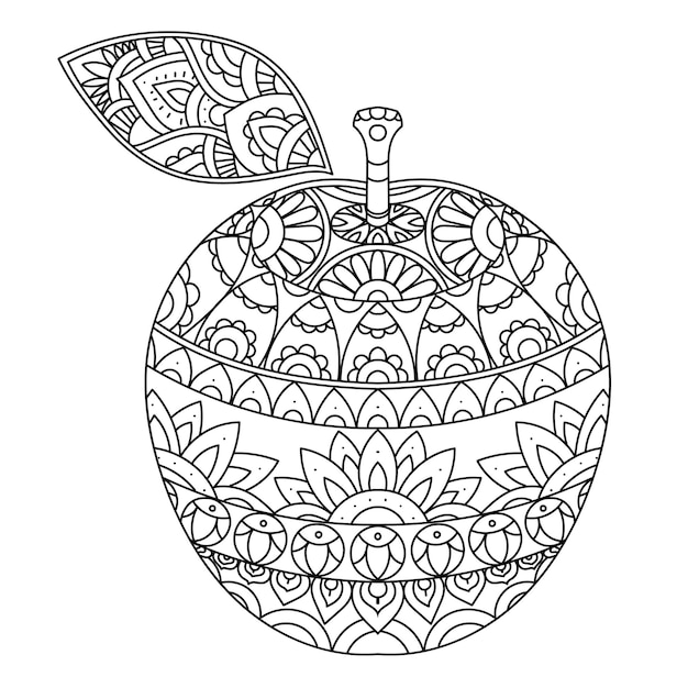 Line art ornate hand draw apple-design