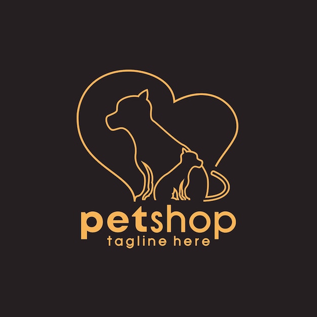 Line art pet shop premium-qualitätsvektor