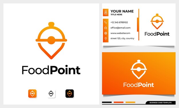 Line Art Restaurant Logo mit Pin-Symbol kombiniert mit einem Cloche-Konzept